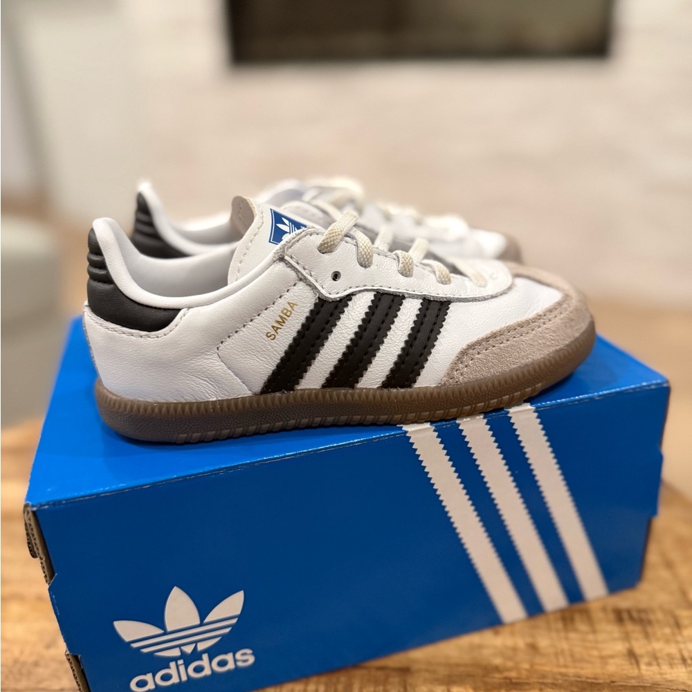 Adidas Kids Samba White Black Tan Sneakers